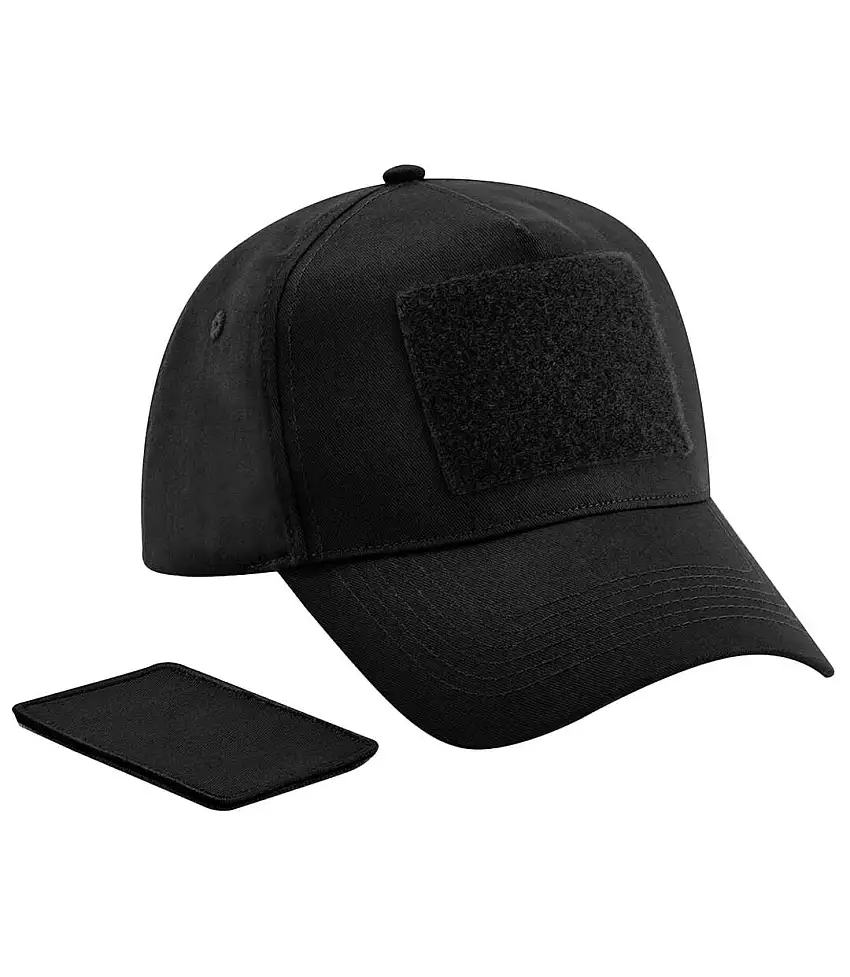 5 Panel Removable Patch Baseball Cap Black Beechfield