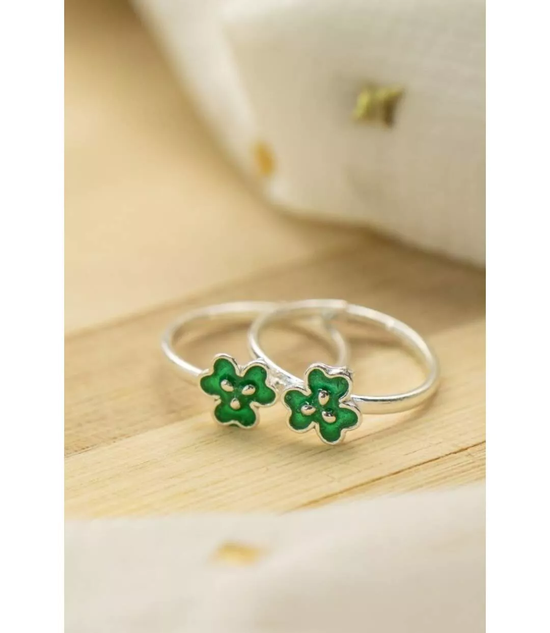 925 Silver Green Floral Bohemian Midi Band Dainty Beach Toe Ring