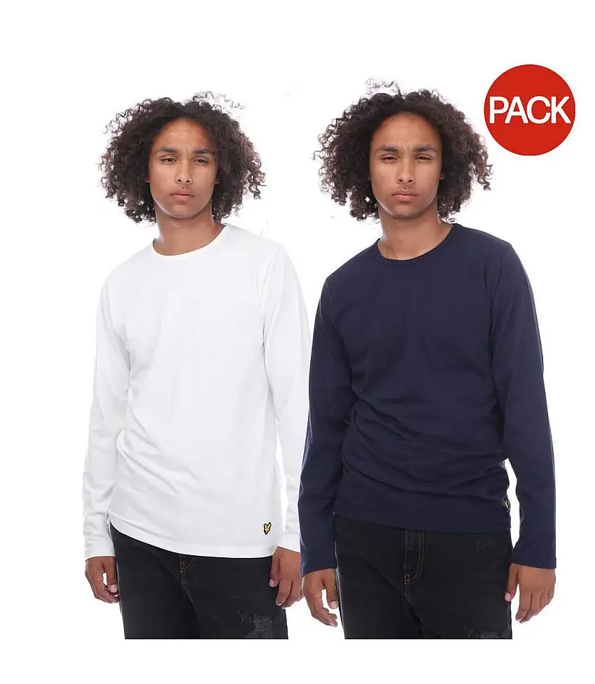 Pack Of 2 Mens Kane Long-sleeved T-shirt White Navy Lyle & Scott