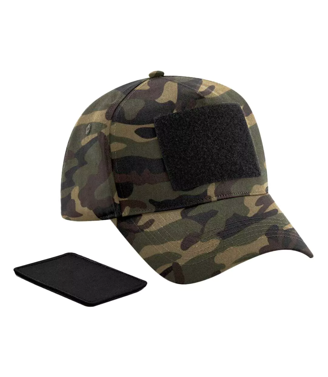 5 Panel Removable Patch Baseball Cap Jungle Camo Beechfield