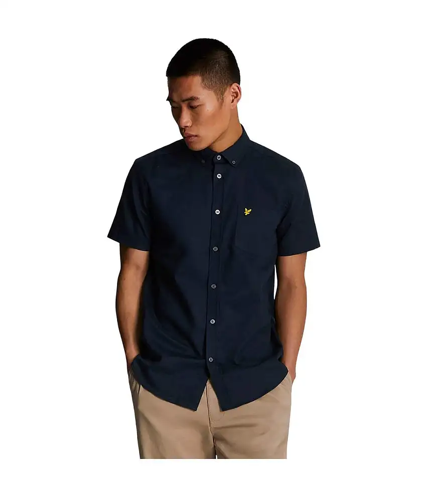 Mens Slub Short-sleeved Shirt Navy Lyle & Scott