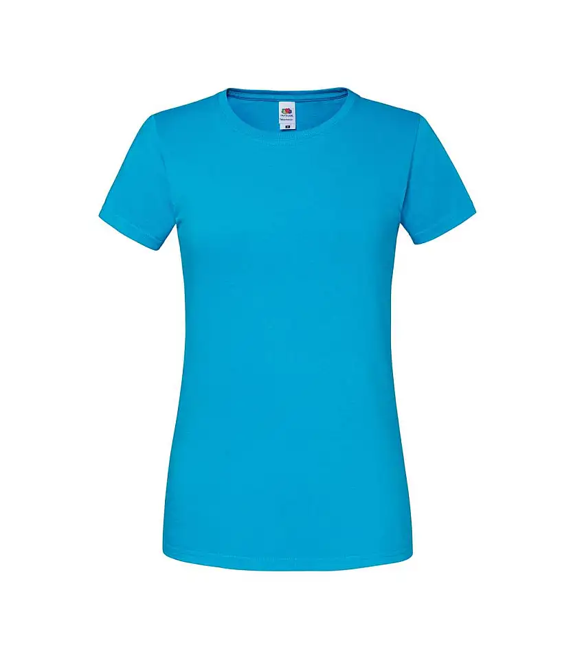 Womens/ladies Premium Ringspun Cotton Lady Fit T-shirt Azure Blue Fruit Of The Loom