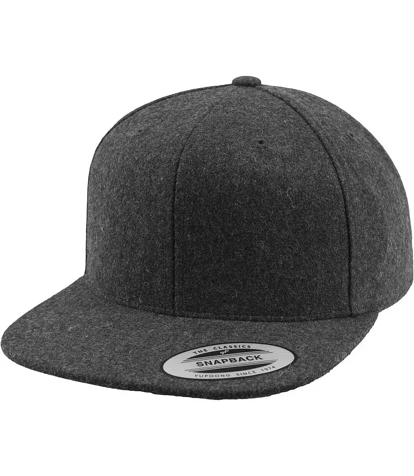 Flexfit By Melton Wool Snapback Cap Dark Grey Yupoong