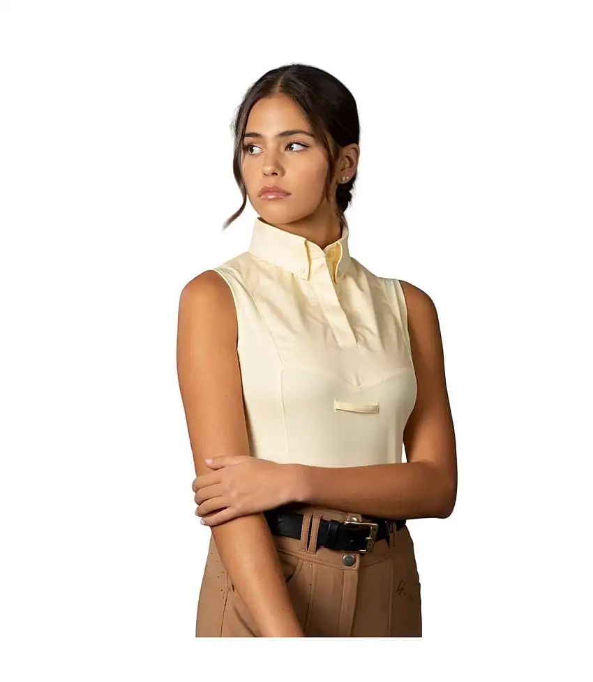 Womens/ladies Tie Keeper Sleeveless Shirt Yellow Aubrion