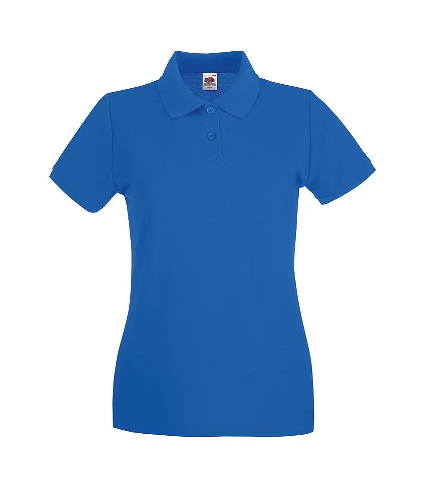 Womens/ladies Premium Cotton Pique Lady Fit Polo Shirt Royal Blue Fruit Of The Loom