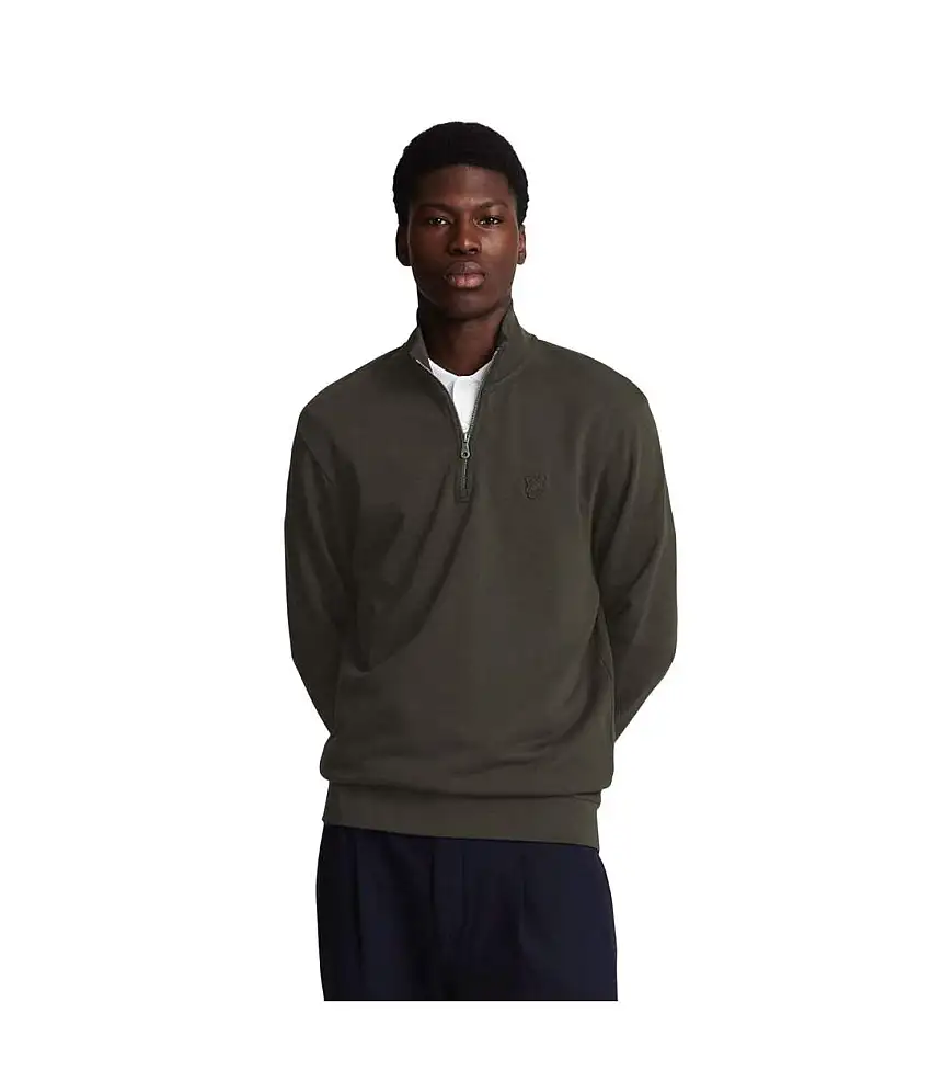 Mens Tonal Eagle Quarter Zip Sweatshirt Green Lyle & Scott