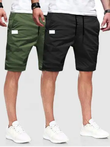 2Pcs Patch Design Casual Knee-length Shorts - M