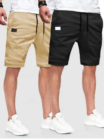 2Pcs Patch Design Casual Knee-length Shorts - Xs