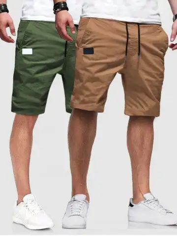 2Pcs Patch Design Casual Knee-length Shorts - S
