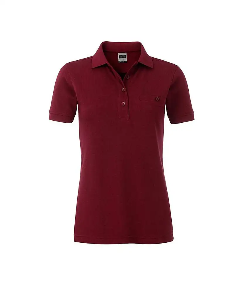 Womens/ladies Workwear Pocket Polo Red Wine James And Nicholson
