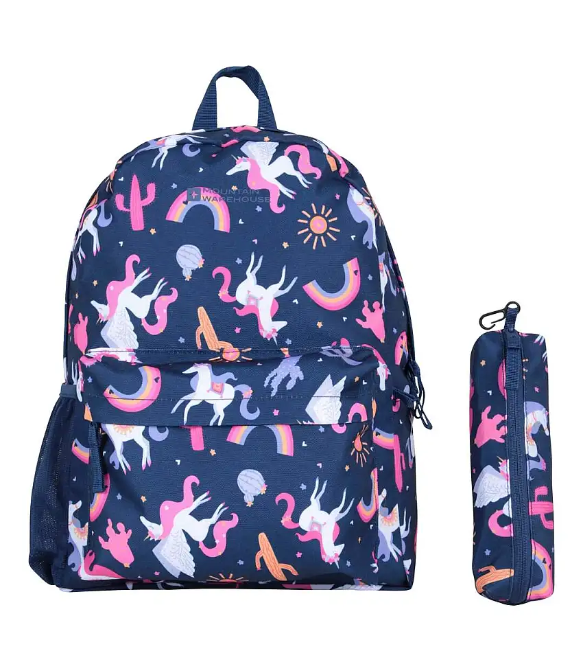 Bookworm Unicorn 15l Backpack & Pencil Case One Size Navy Mountain Warehouse