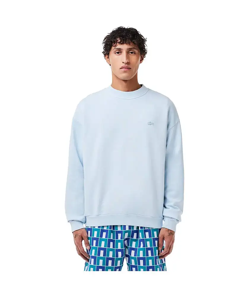 Mens Natural Dyed Loose Fit Sweatshirt Light Blue Lacoste