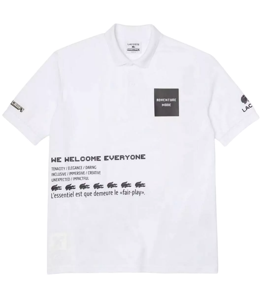 Mens Live X Minecraft Polo Shirt White Lacoste