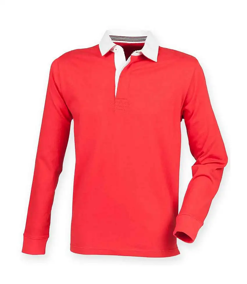 Mens Premium Rugby Shirt Red Front Row