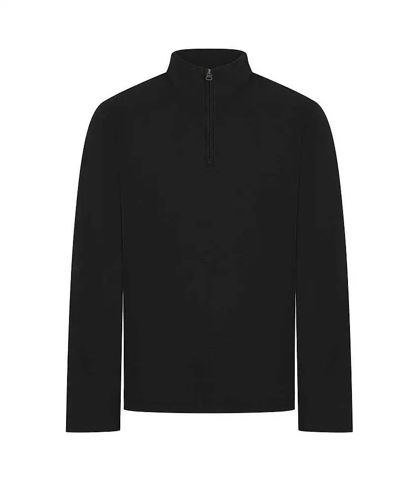Mens Pique Quarter Zip Sweatshirt Black Front Row
