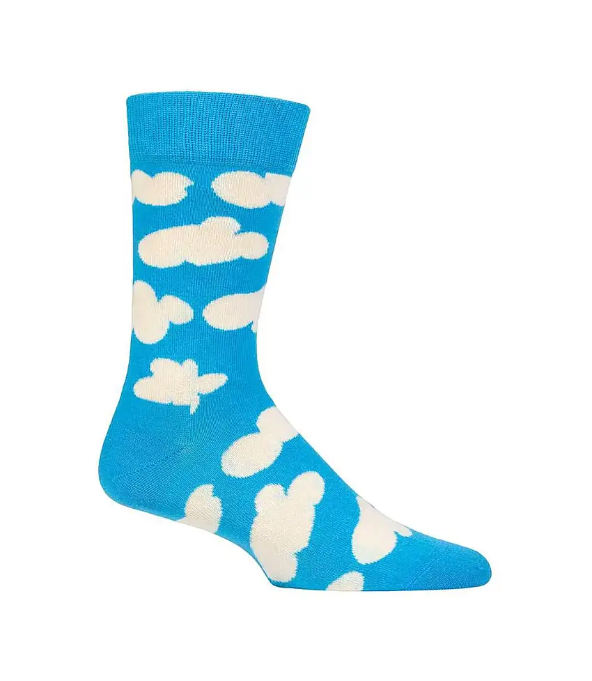 1 Pack Mens & Ladies Cotton Light Blue Clouds Design Socks
