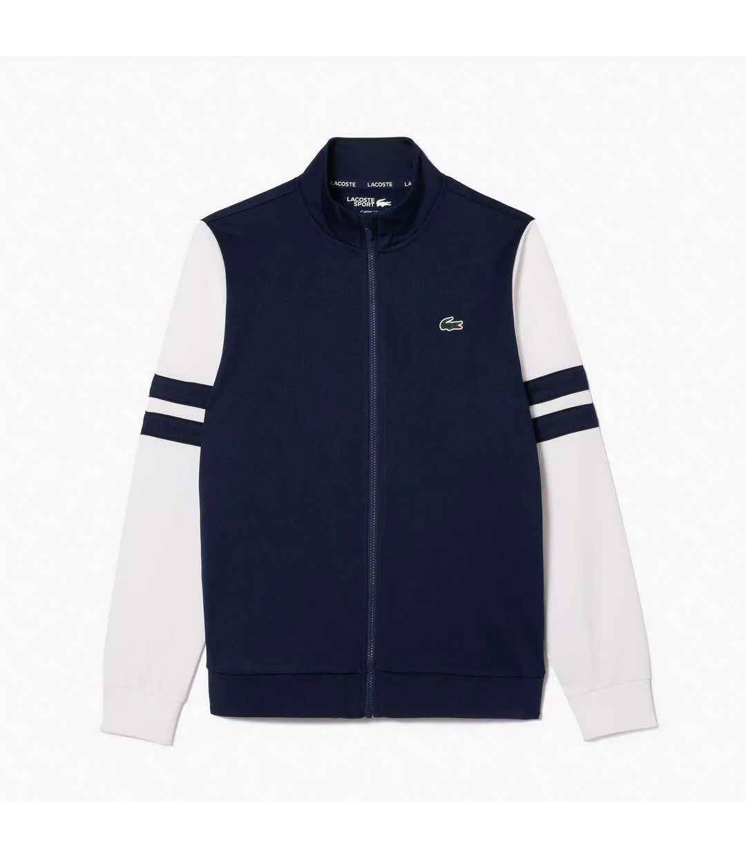 Mens Zip Interlock Stretch Track Jacket Navy White Lacoste