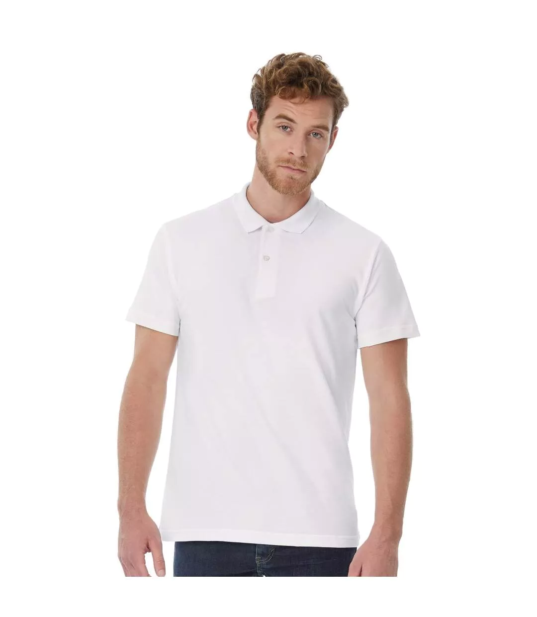B&C ID.001 Unisex Adults Short Sleeve Polo Shirt (White) - UTBC1285
