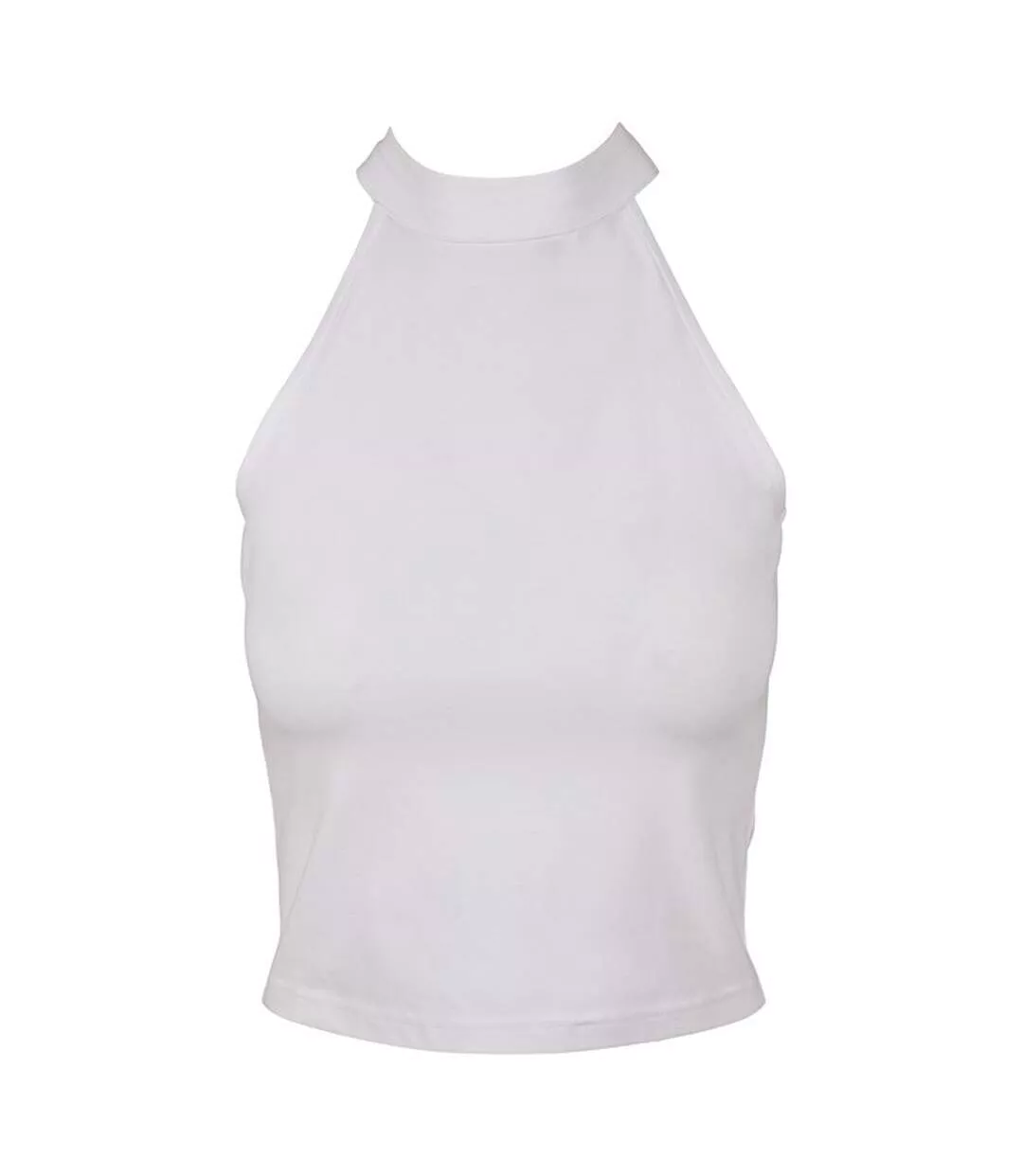 Womens/ladies Turtle Neck Short Tank Top White Build Your Brand