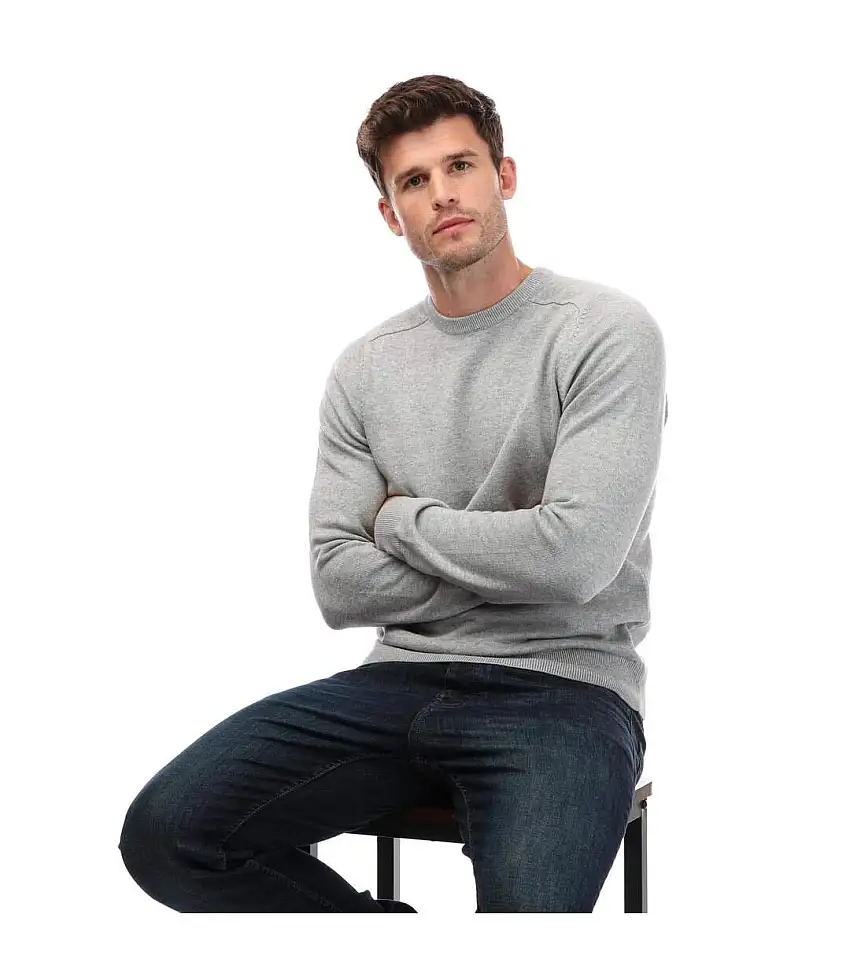 Mens Stern Crew Neck Sweatshirt Grey Farah