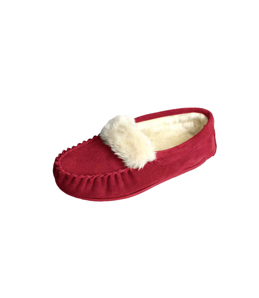 Womens/ladies Zoe Plush Lined Moccasins Crimson Eastern Counties Leather