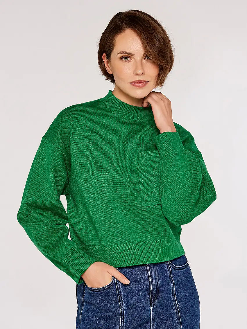 Boxy Pocket Jumper Green
