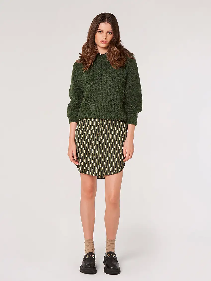 Chunky Knit Boxy Jumper Green