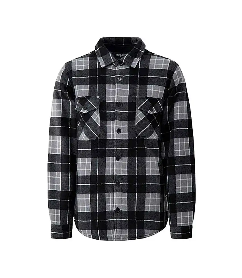 Mens Quilted Plaid Pattern Thermal Long Sleeve Winter Jacket