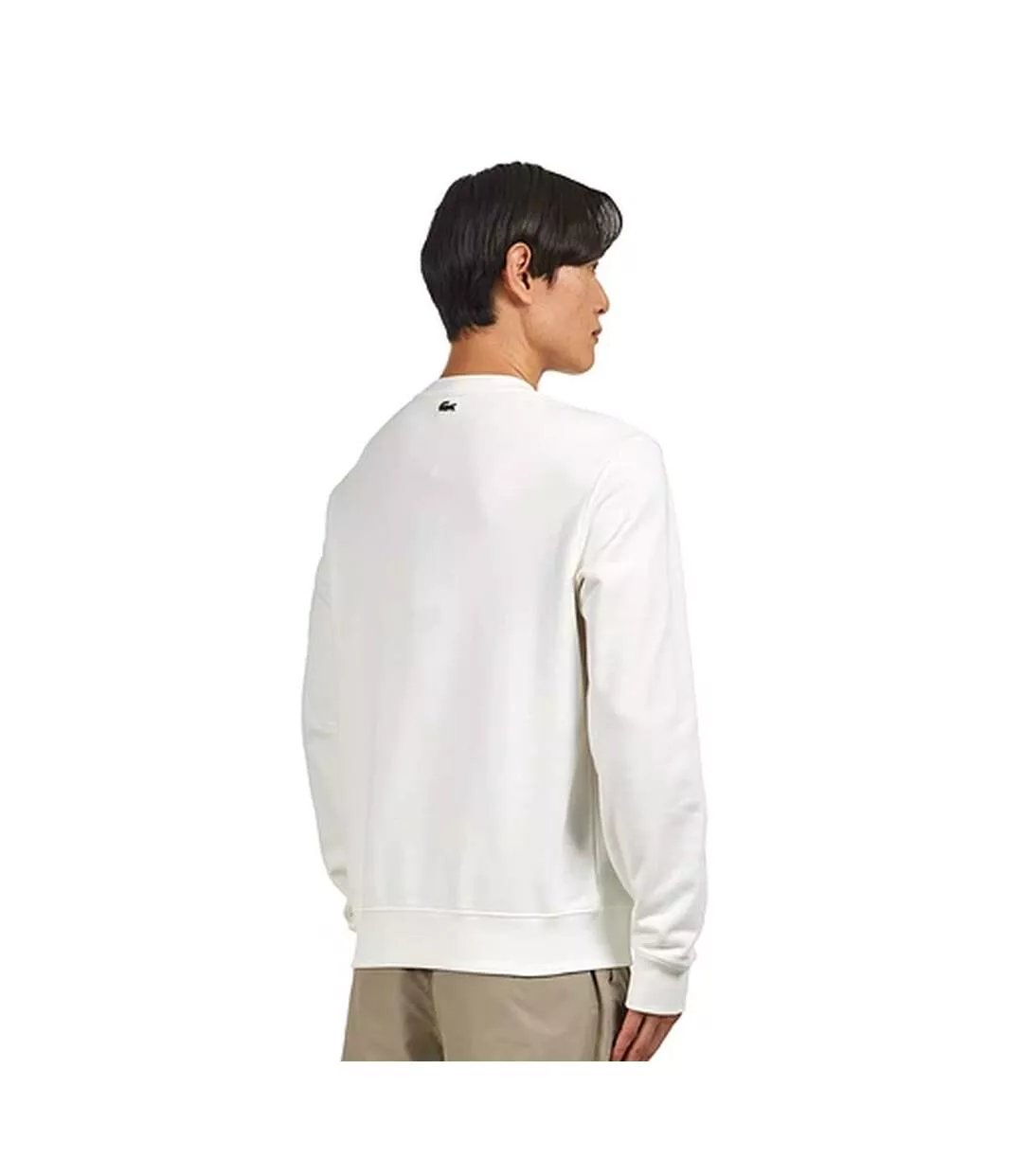 Mens Graphic Print Fleece Sweatshirt Cream Lacoste