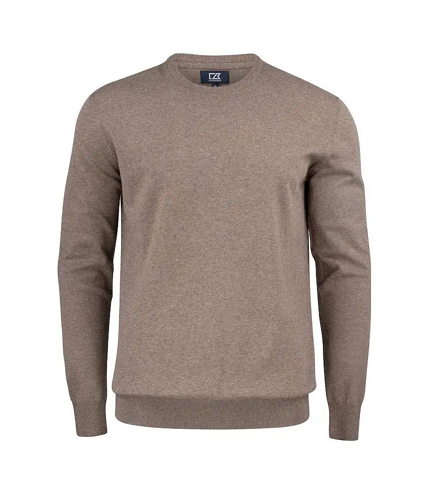 Mens oakville knitted crew neck sweater top nougat melange, melange Cutter & Buck