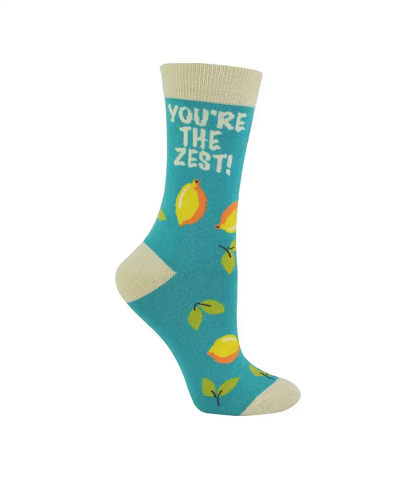 1 Pack Ladies Novelty Turquoise Lemon Bamboo Socks