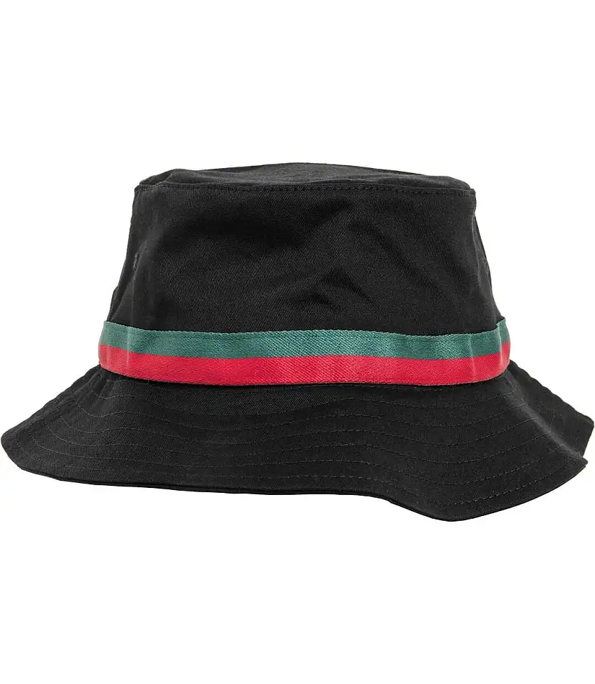 Flexfit By Stripe Bucket Hat Black Fire Red Green Yupoong
