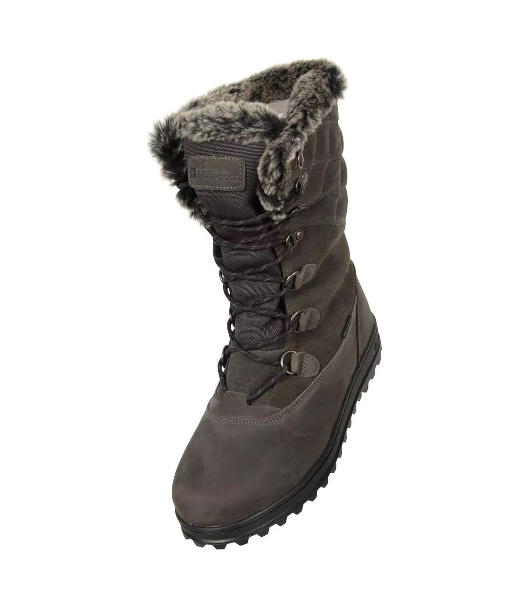 Womens/ladies Vostok Leather Snow Boots Grey Mountain Warehouse