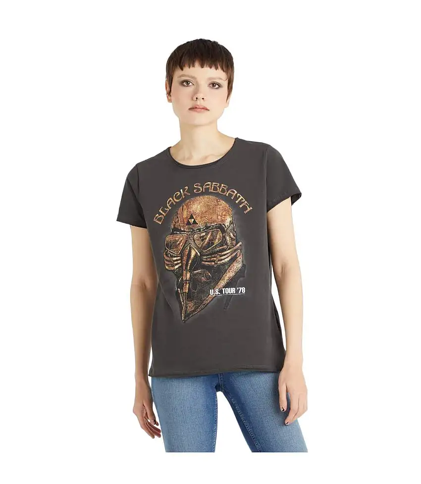 Womens/ladies Tour ´78 Black Sabbath T-shirt Charcoal Amplified