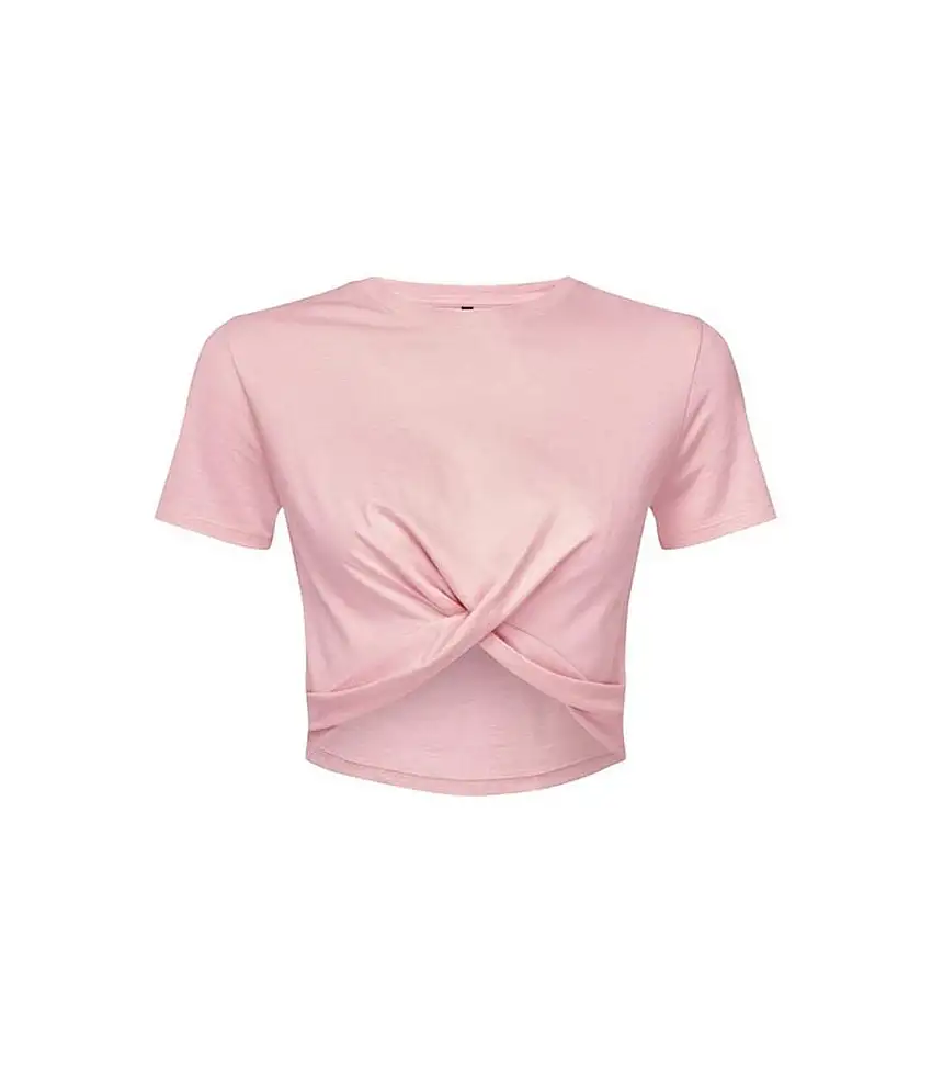 Womens/ladies Twisted Crop Top Light Pink TriDri