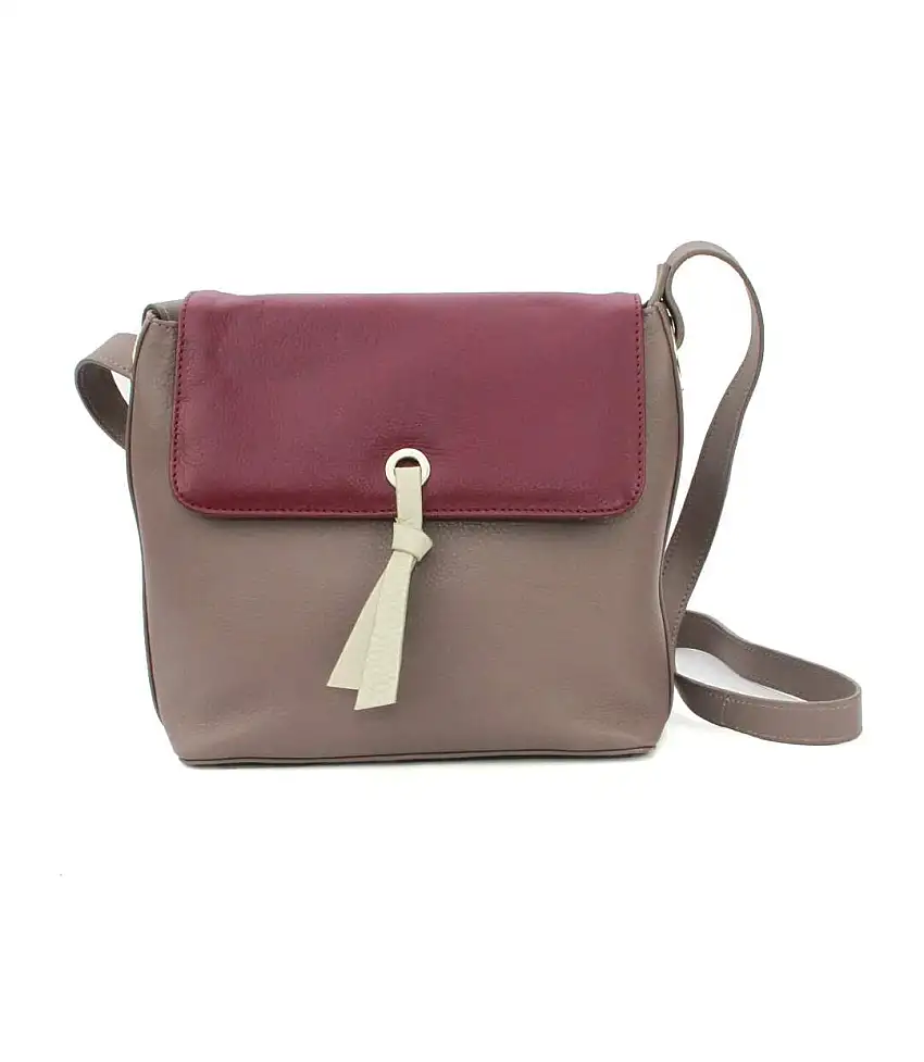 Womens/ladies Zada Leather Handbag One Size Taupe Burgundy Eastern Counties Leather
