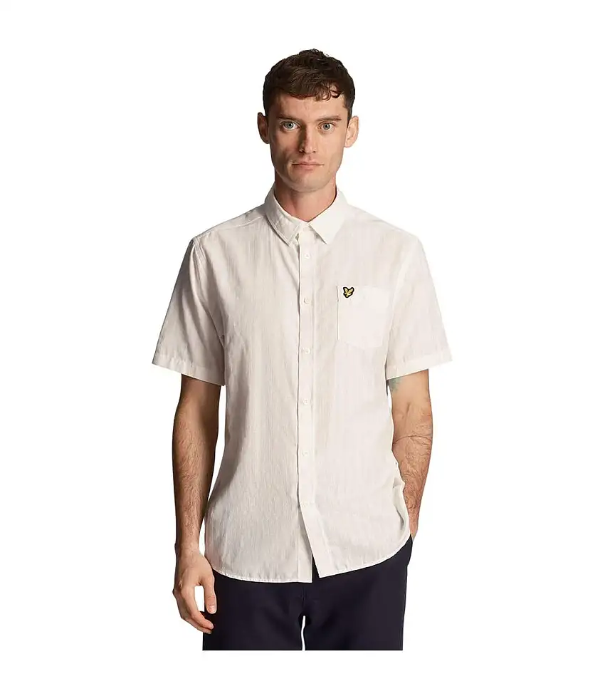 Mens Textured Short-sleeved Shirt White Lyle & Scott