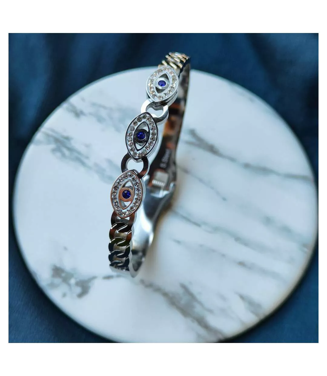 18ct Rose Gold Plated Evil Eye Round Brass Gold Zircon Armlet Bangle Bracelet