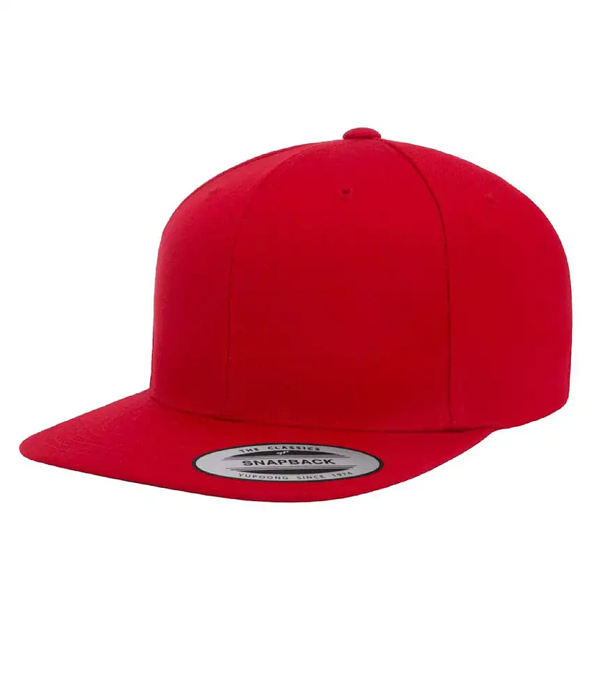 Flexfit Unisex Plain Classic 5 Panel Snapback Cap Red Yupoong