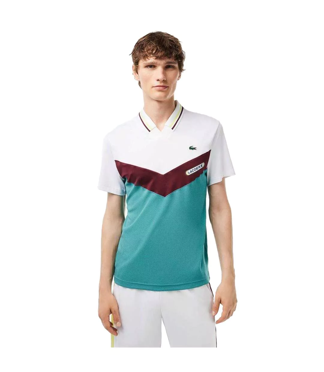 Mens Daniil Medvedev Seamless Tennis Polo Shirt White Blue Lacoste