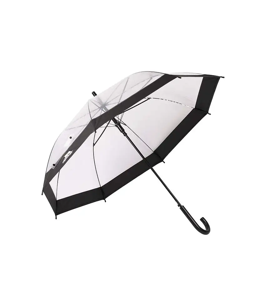 Unisex Adult Rainfall Clear Poe Stick Umbrella One Size Black Trespass