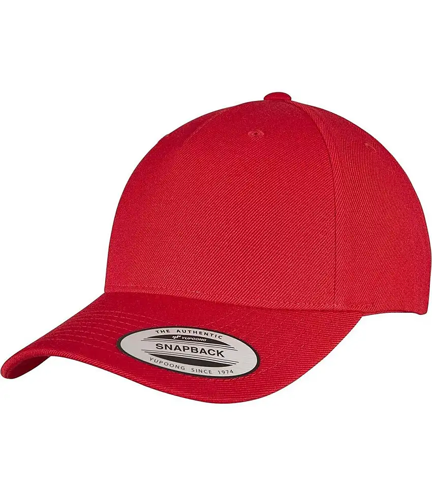 Unisex Adult Flexfit 5 Panel Snapback Cap Red Yupoong