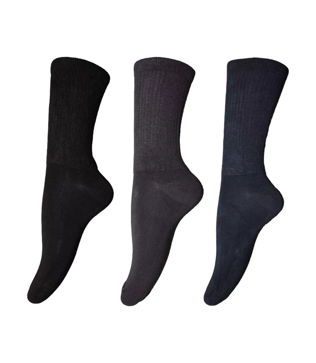 Mens Extra-wide Comfort Fit Big Foot Socks 3 Pairs Black Navy Grey Universal Textiles