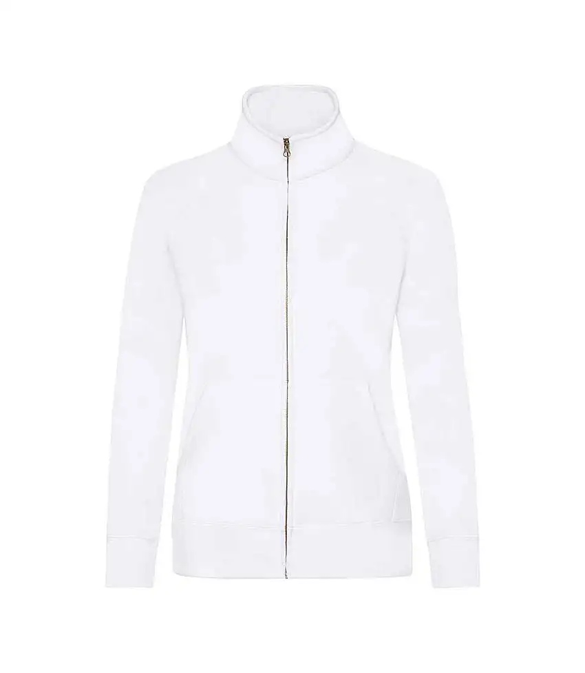 Womens/ladies Lady Fit Sweat Jacket White Fruit Of The Loom