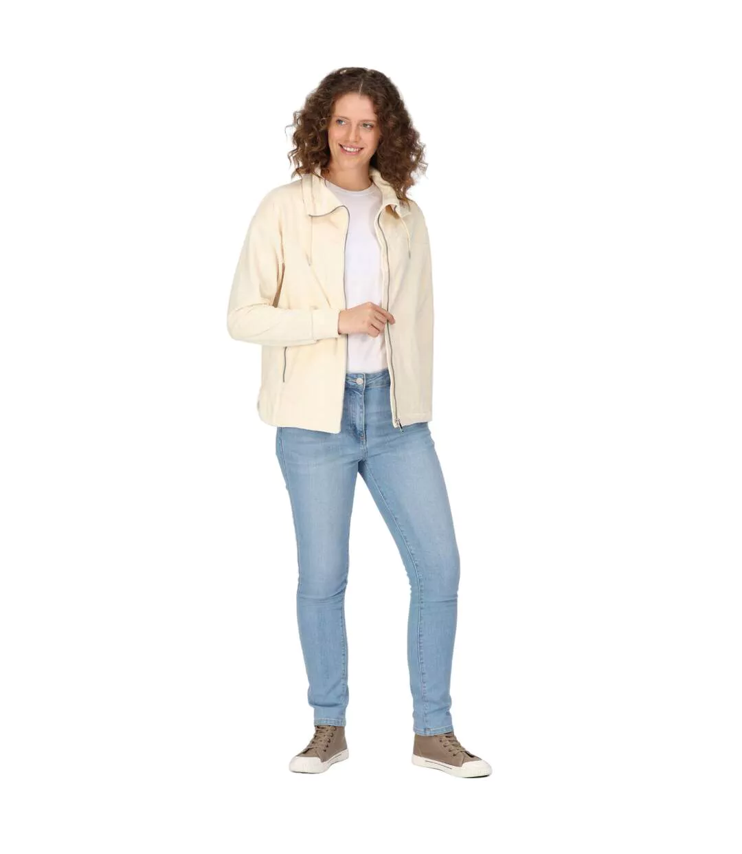 Womens/ladies Velour Full Zip Fleece Jacket Light Vanilla Regatta