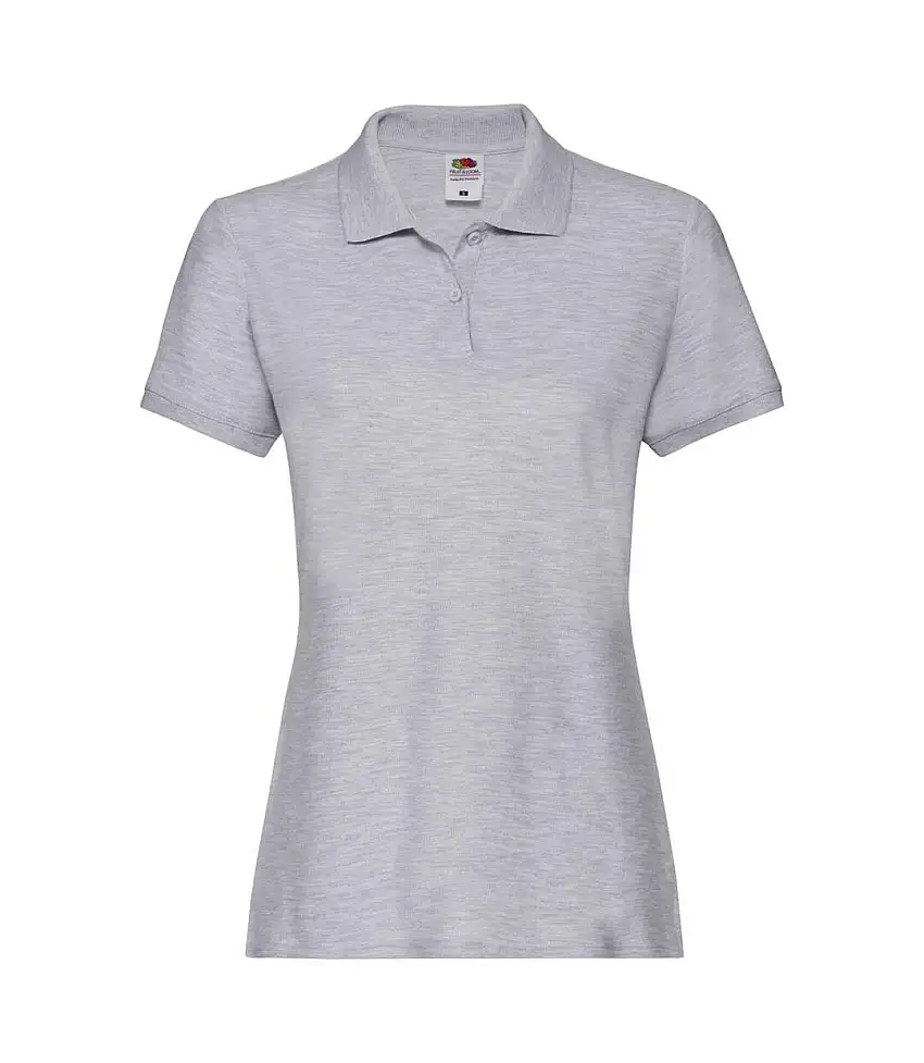 Womens/ladies Premium Fitted Short-sleeved Polo Shirt Athletic Heather Grey Fruit Of The Loom