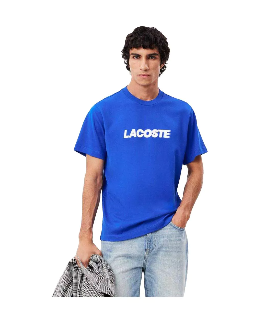 Mens Heavy Cotton T-shirt Blue White Lacoste
