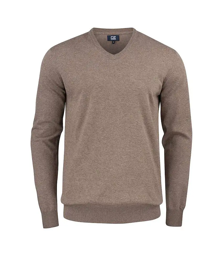 Mens Oakville V Neck Sweatshirt Nougat Melange Cutter & Buck