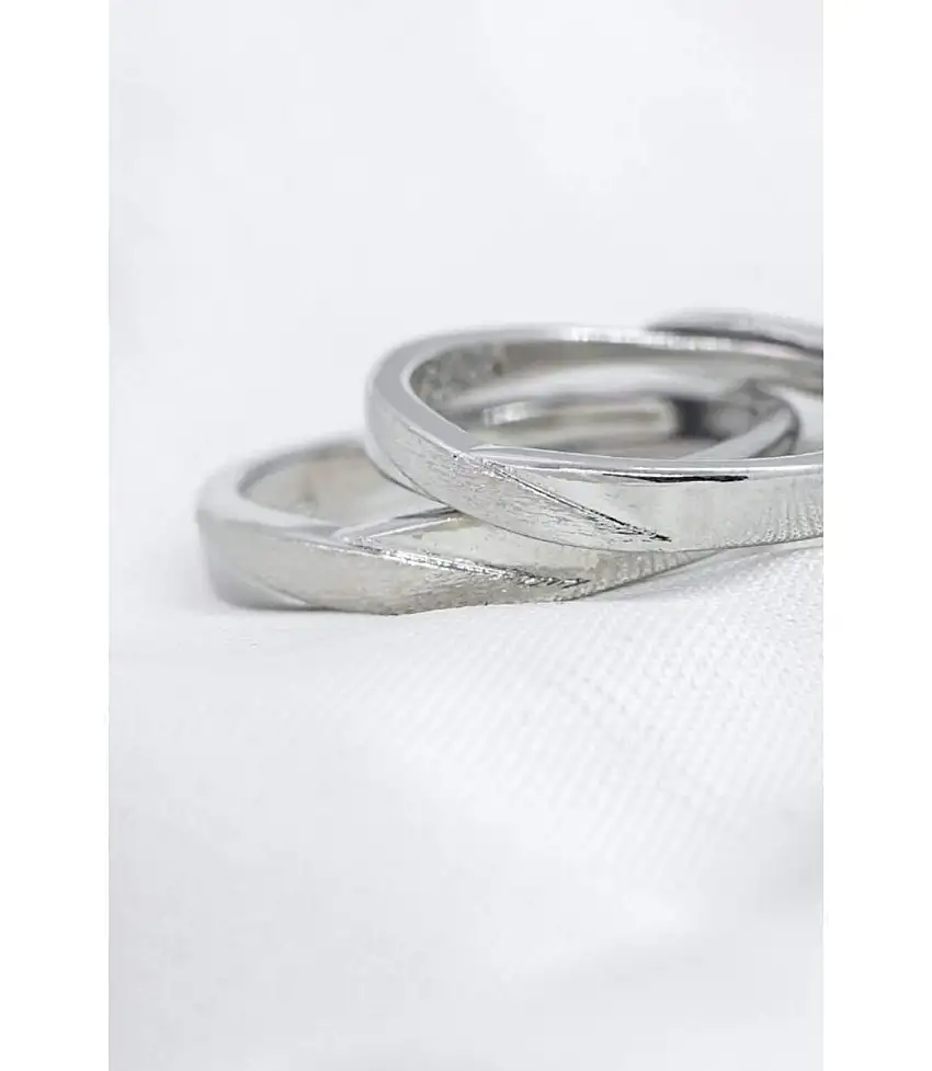 Adjustable Silver Couple Promise Twist Infinity Ring set