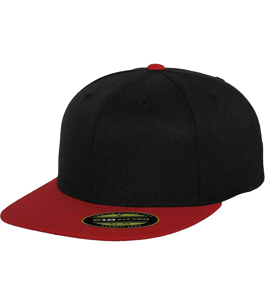 Flexfit By Premium 210 Fitted Two Tone Baseball Cap Black Red Yupoong